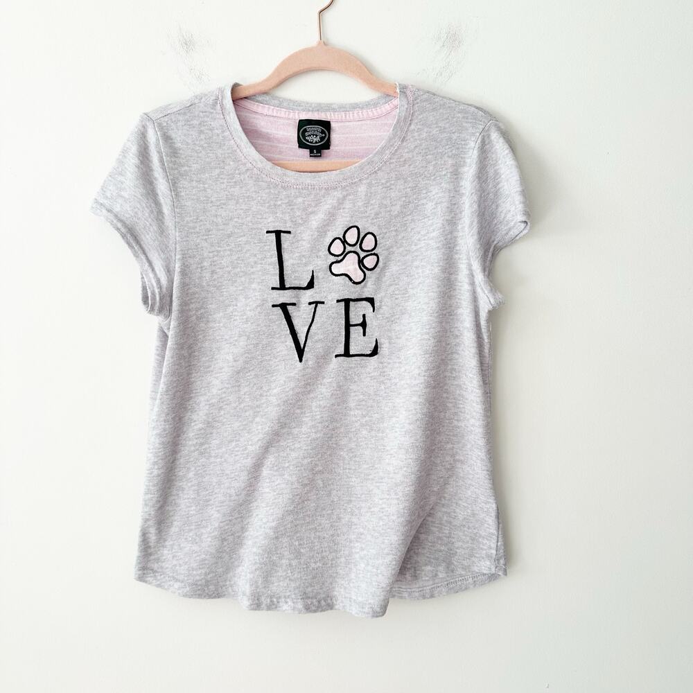 Vintage Laura Ashley Y2K Kidcore 90s Embroidered Love Dogs Tee Womens Size Small